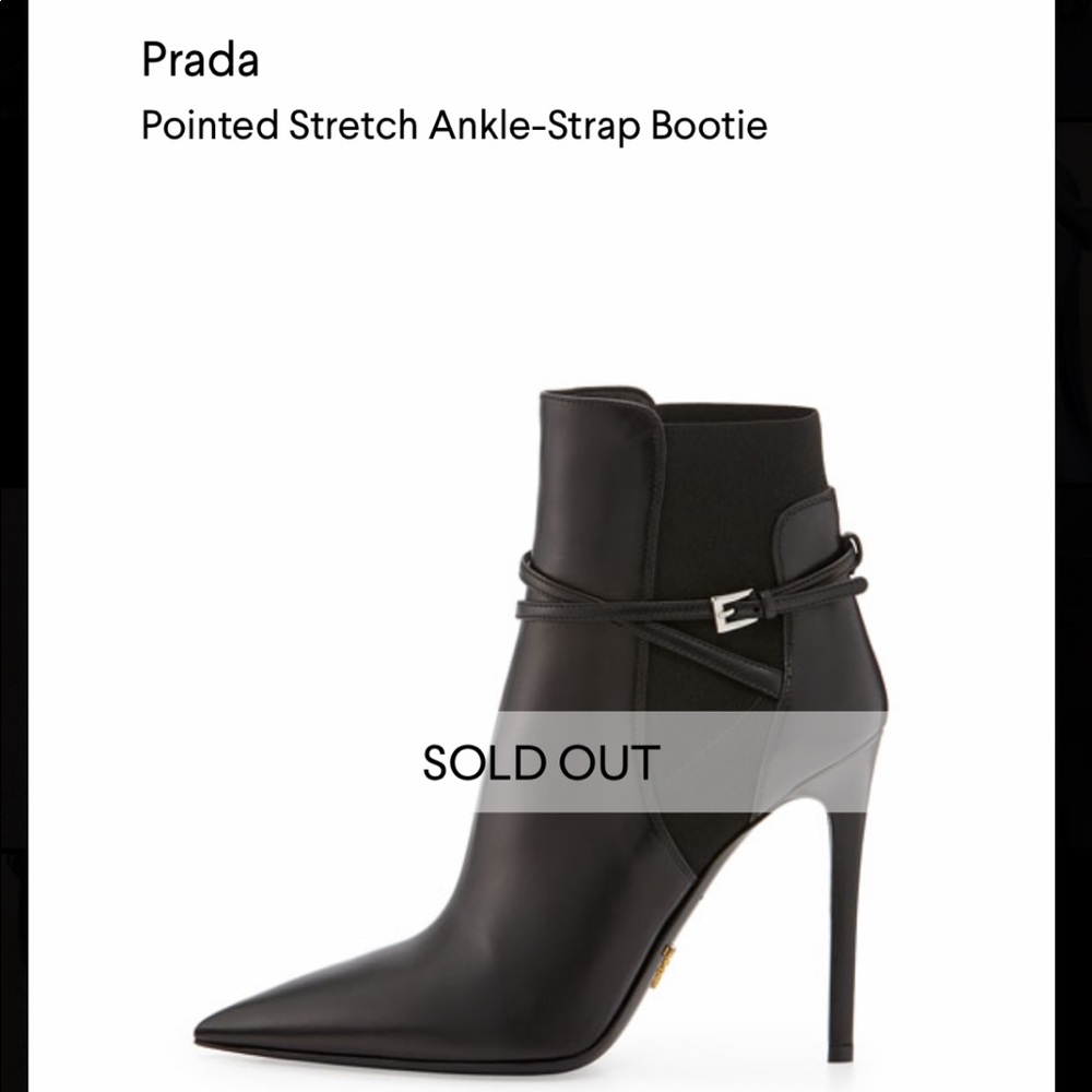 Prada Pointed Stretch Ankle-Strap Bootie